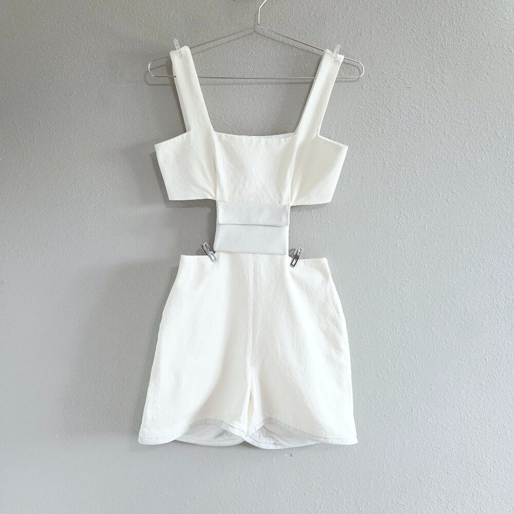 White Cutout Romper Jumpsuit - Women's Sleeveless